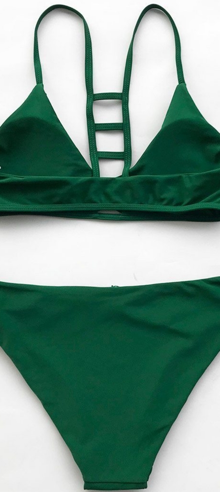 Fete Ready Solid Green Bikini
